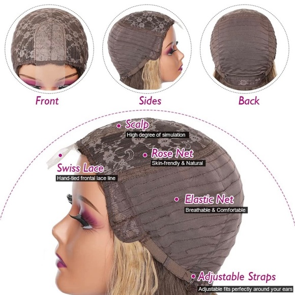 Human hair blend blonde wave wig